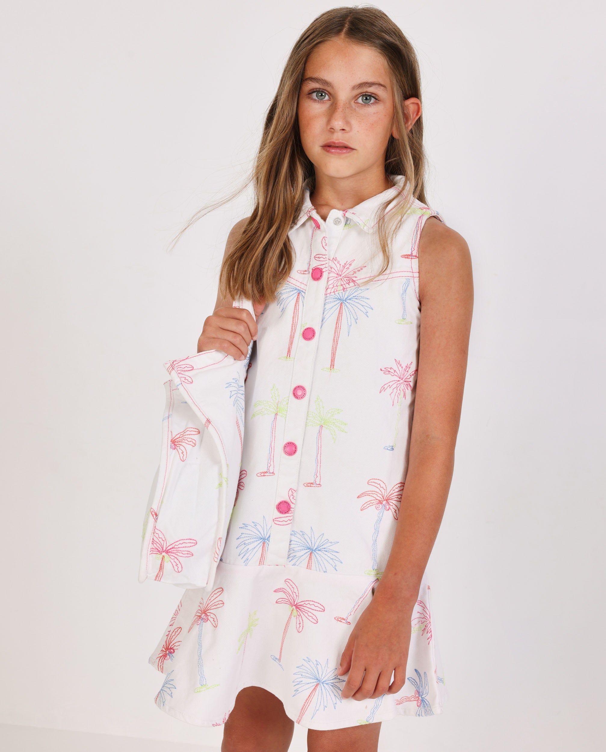 Tuc Tuc vestito palme bianco 4 anni in tessuto leggero