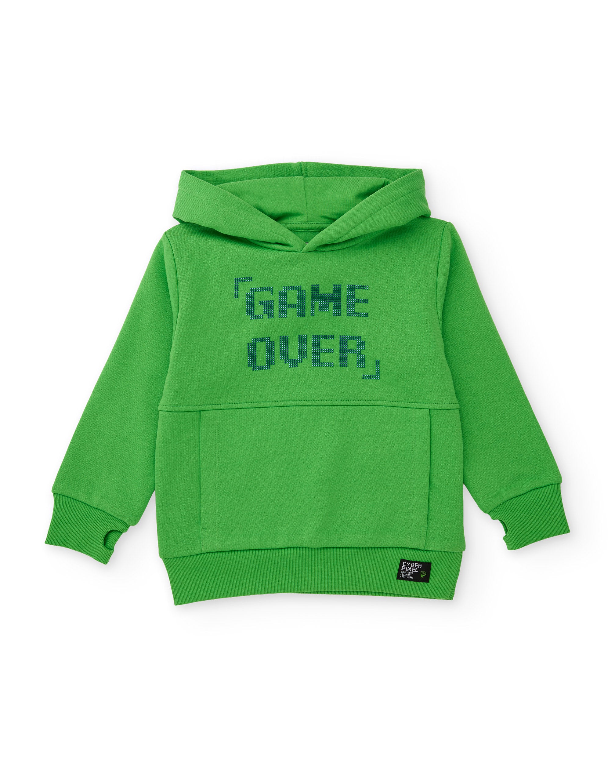 Tuc Tuc felpa bambino verde cappuccio videogame