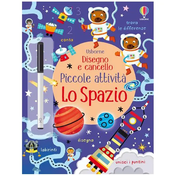 Usborne Lo spazio libro attività cancellabile 24 pagine