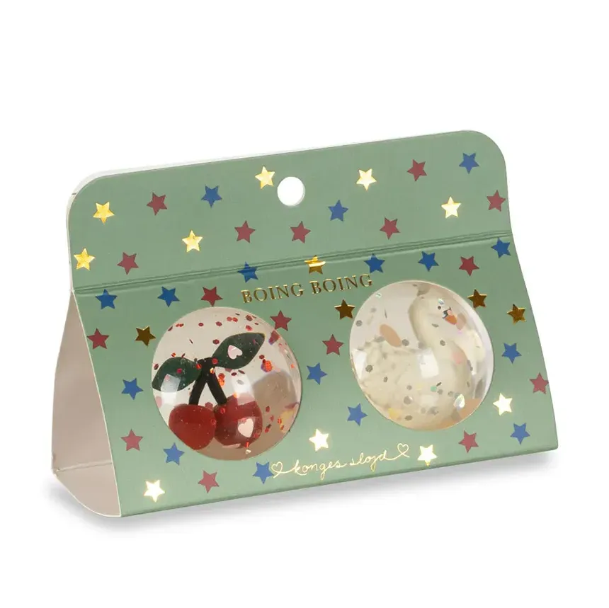 Konges Sløjd Cherry Swan Palline Rimbalzine Glitter 2 Pezzi