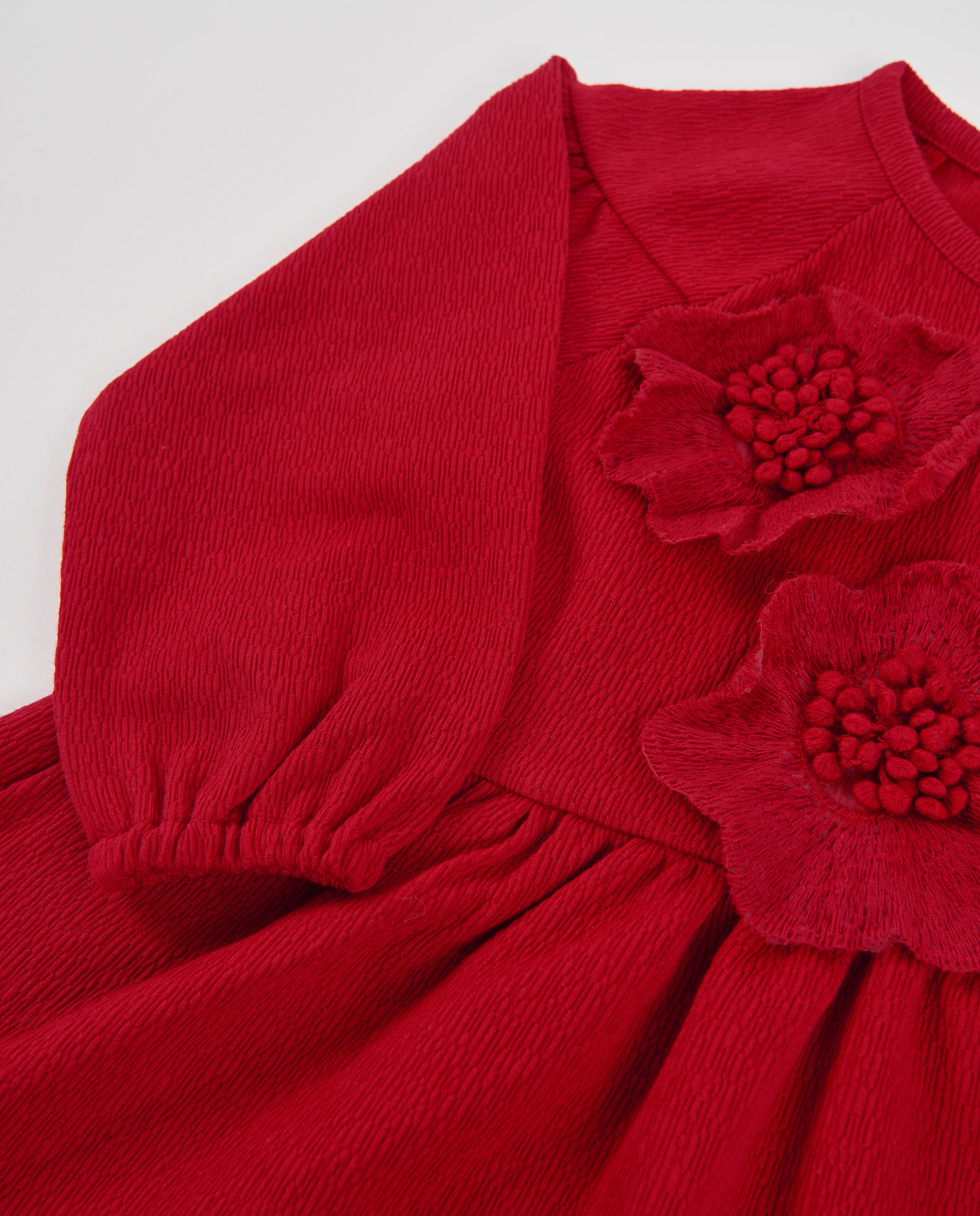 Tuc tuc Vestito bambina rosso con fiori ricamati