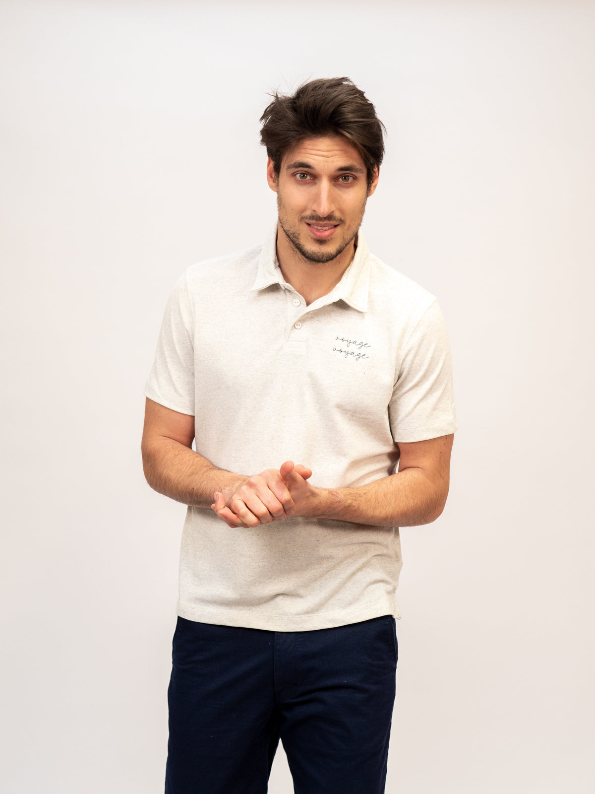 Ella and Rapha Voyage Voyage polo grigio chiaro cotone
