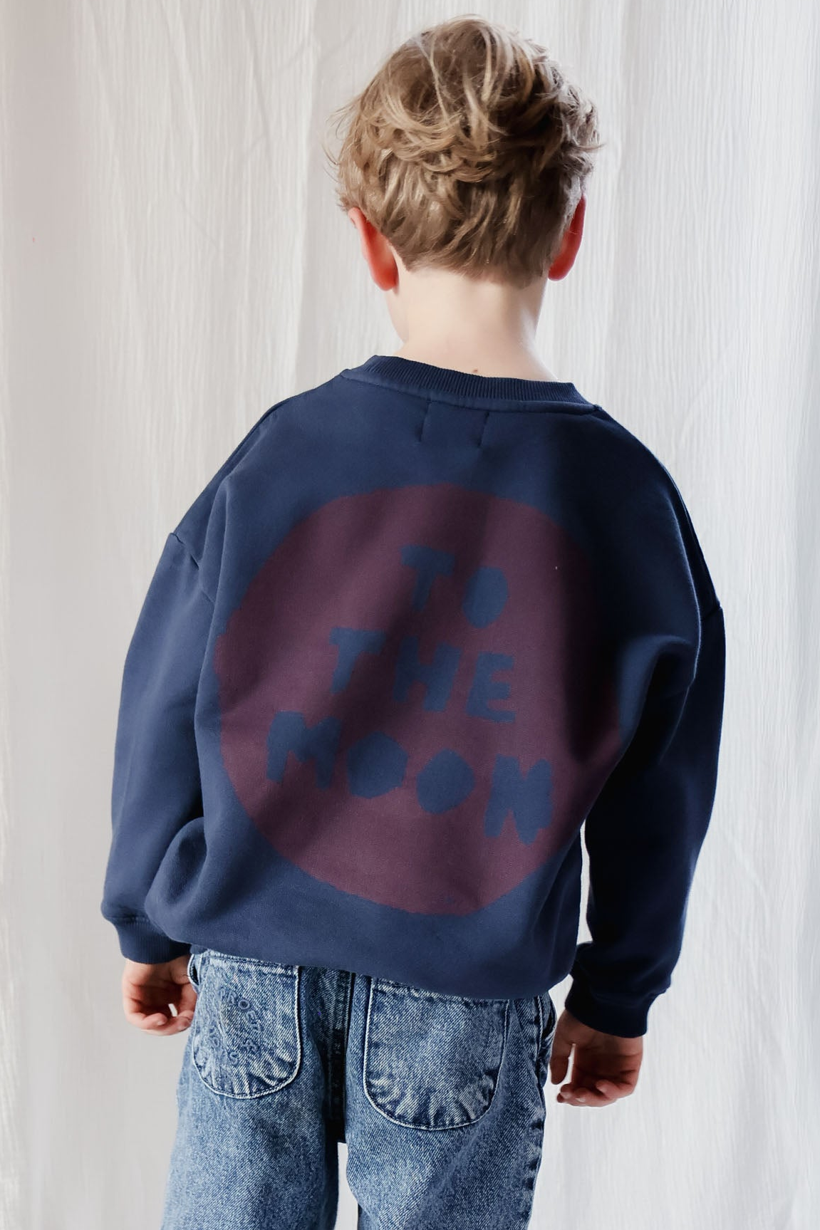 Ella and Rapha To The Moon Circle felpa bambini blu cotone