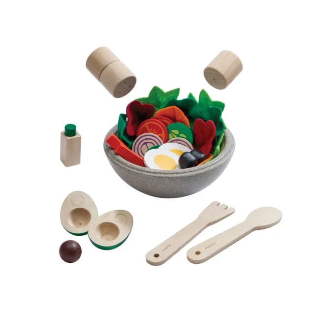 Plan Toys Little Chef Salad Set Cucina Legno 26 Pezzi