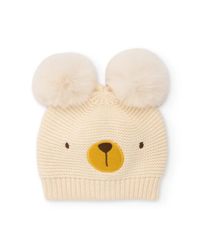 Tuc tuc cappello neonato beige pon pon maglia