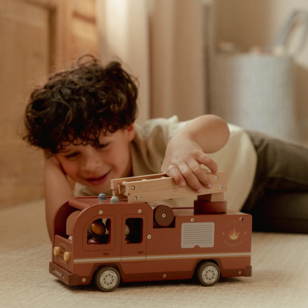 Little Dutch Camion Pompieri Grande camion legno con personaggio
