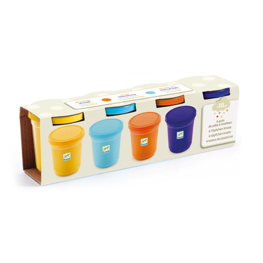 Djeco Set 4 Barattoli Pasta Modellabile Chiara 140 g