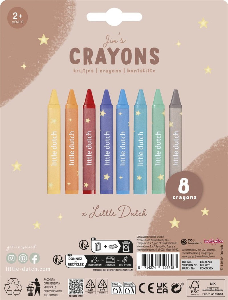 Little Dutch Jim pastelli a cera triangolari 8 pezzi