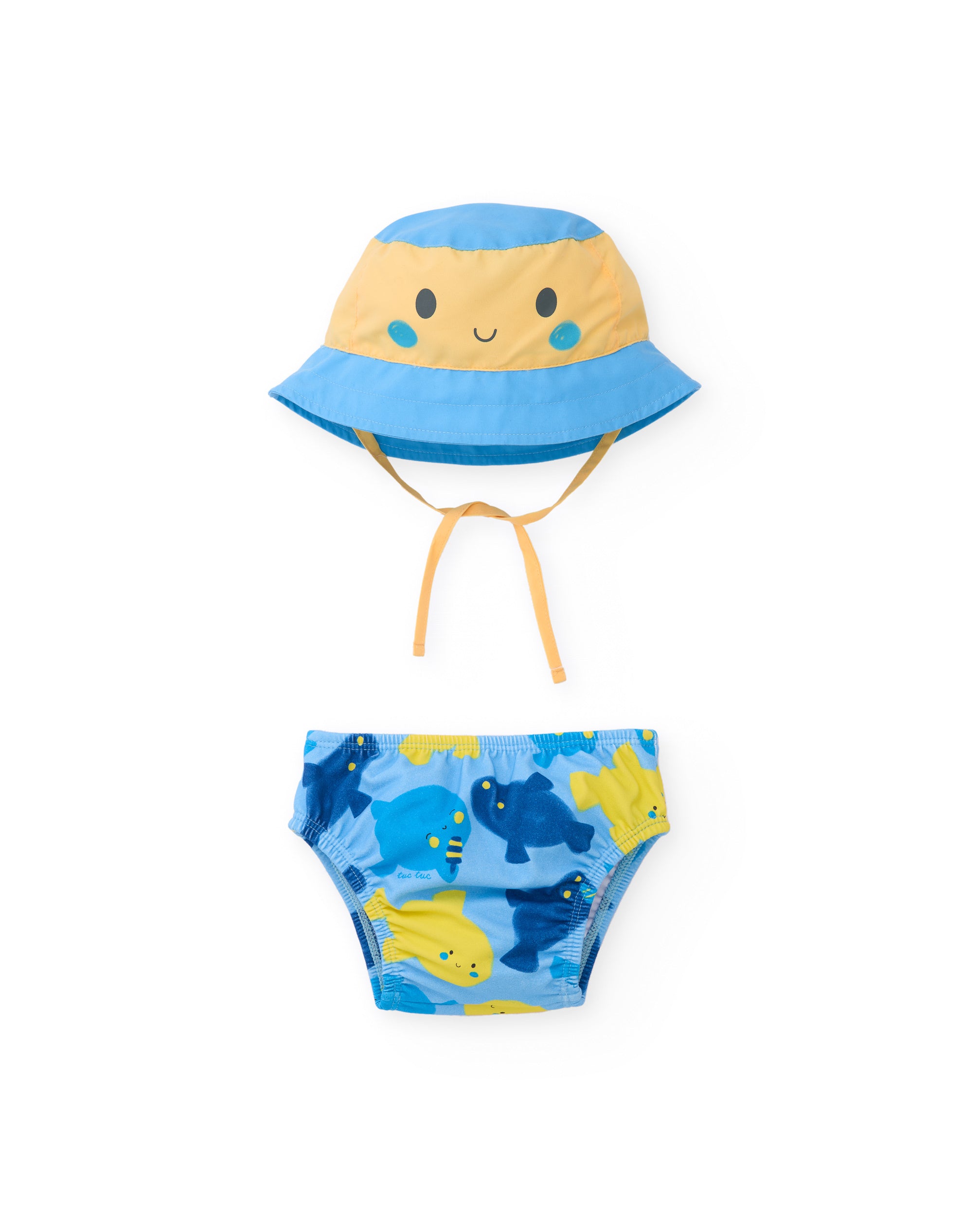 Tuc tuc set mare neonato blu costume cappello UPF 50+