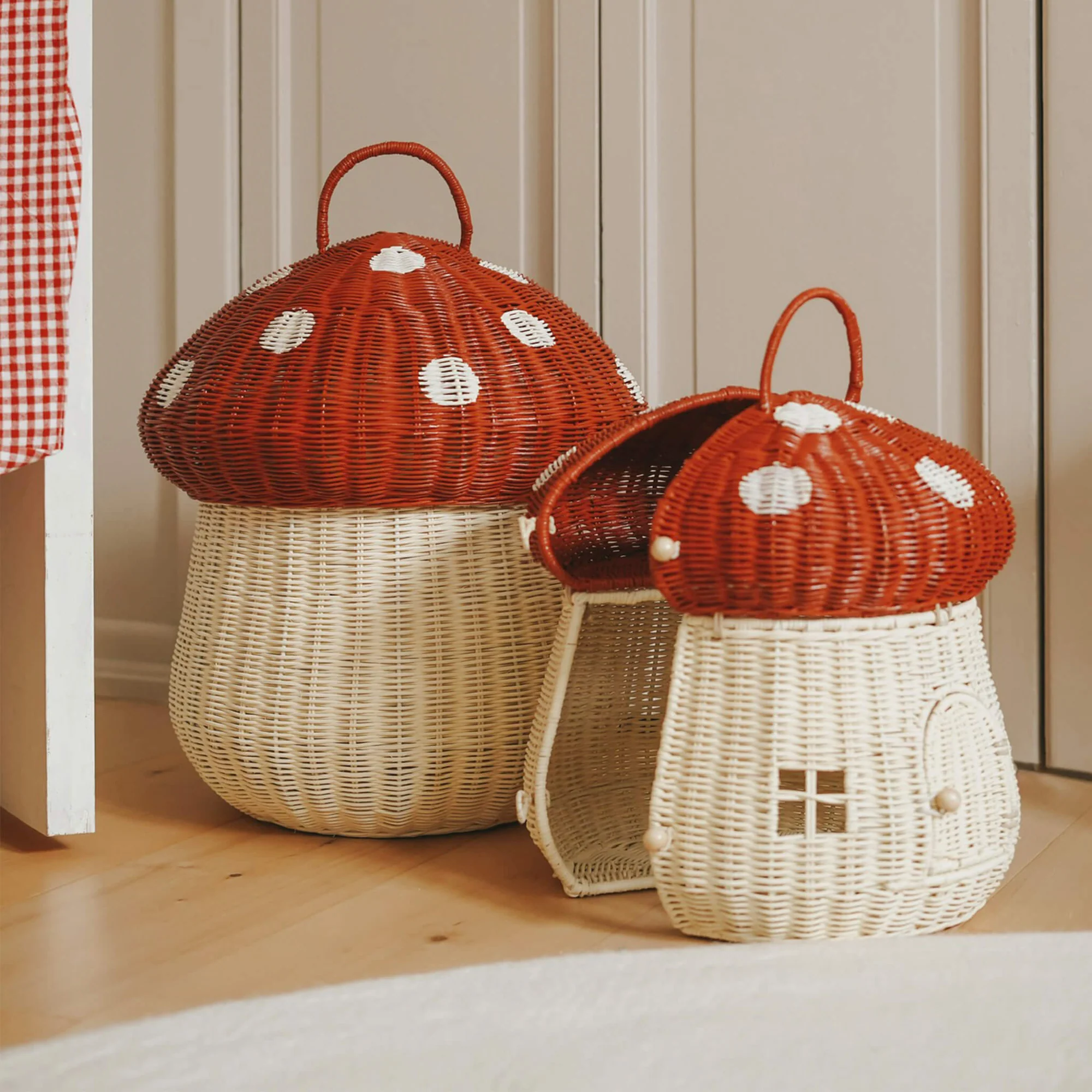 OlliElla Casa Fungo Red casa bambole rattan 30x34 cm