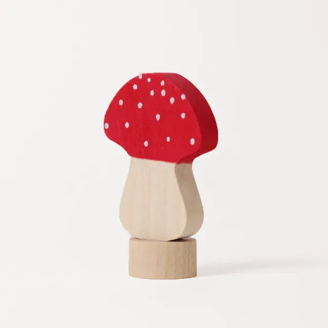Grimm's fungo rosso figura legno dipinta a mano h 4 cm