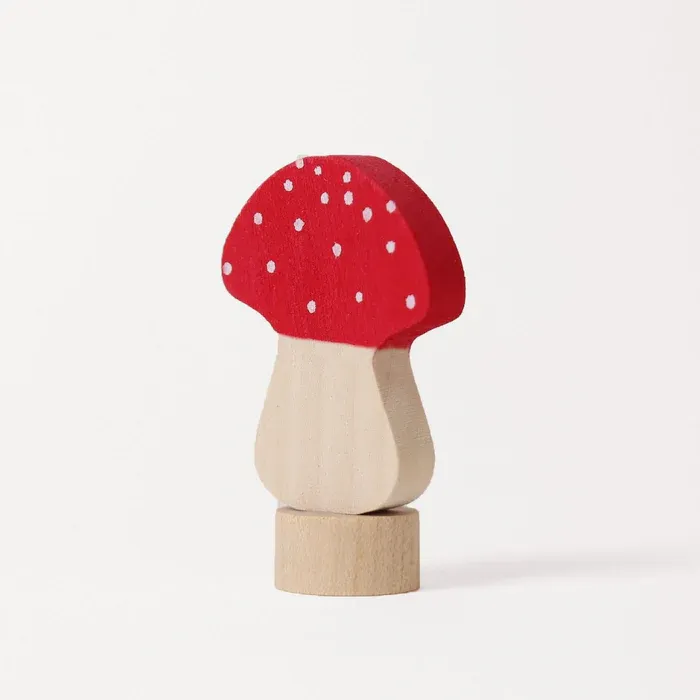 Grimm's fungo rosso figura legno dipinta a mano h 4 cm