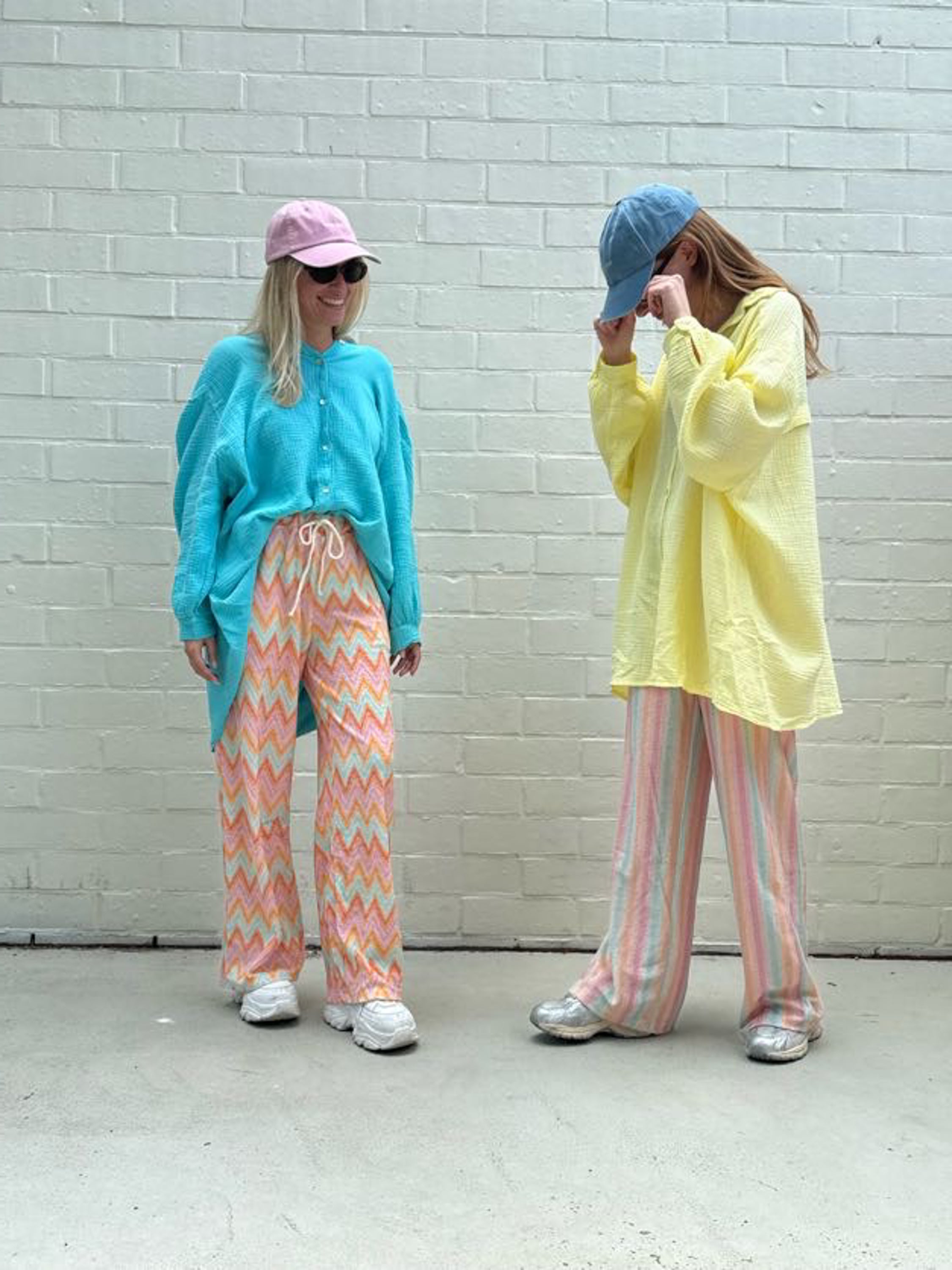Ella and Rapha OLIVIA ROZY stripes pantaloni arancioni in spugna