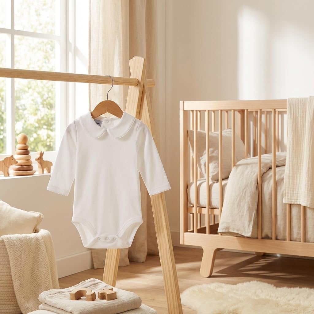 Babidu Body Neonato Manica Lunga Cotone Collo Elegante