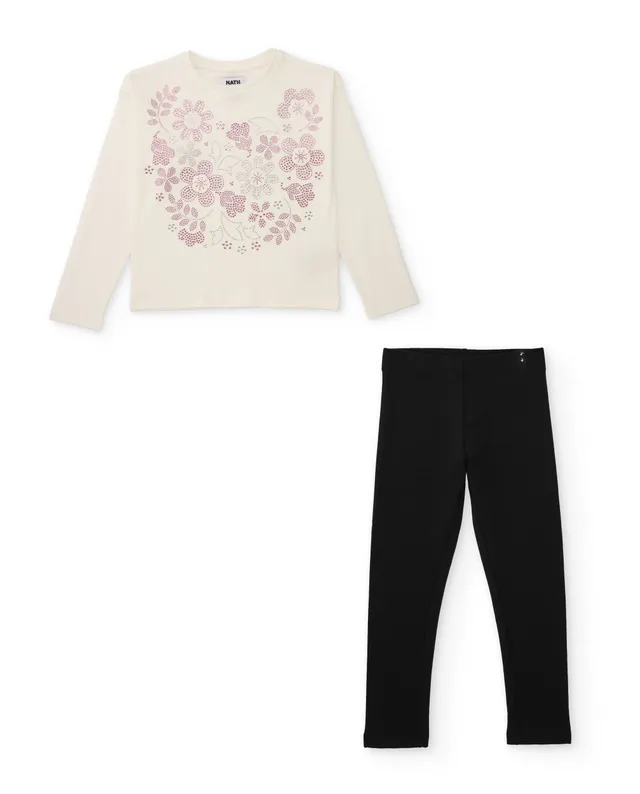 Tuc Tuc completo bimba bianco maglia leggings