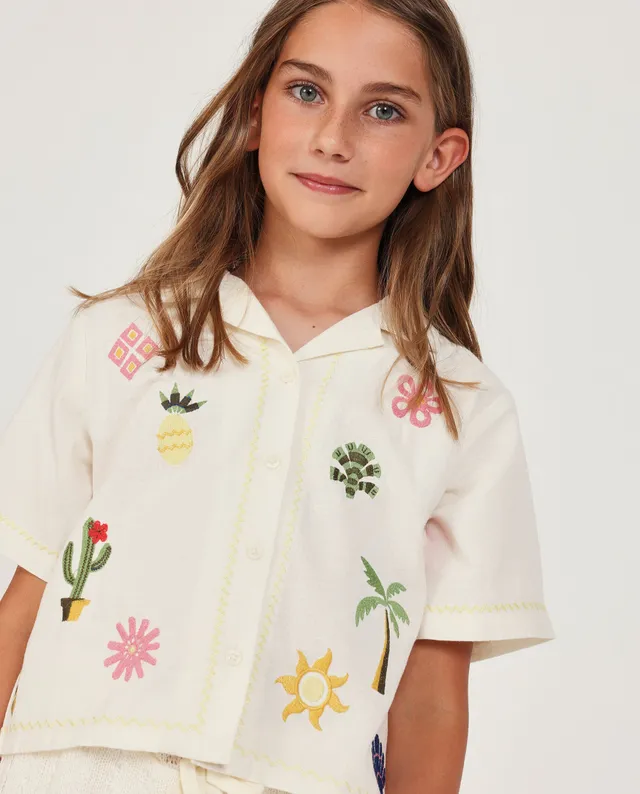 Tuc Tuc camicia bambina bianca manica corta ricamo