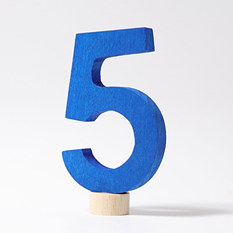 Grimm's numero 5 figura legno decorativa 9 cm colorata