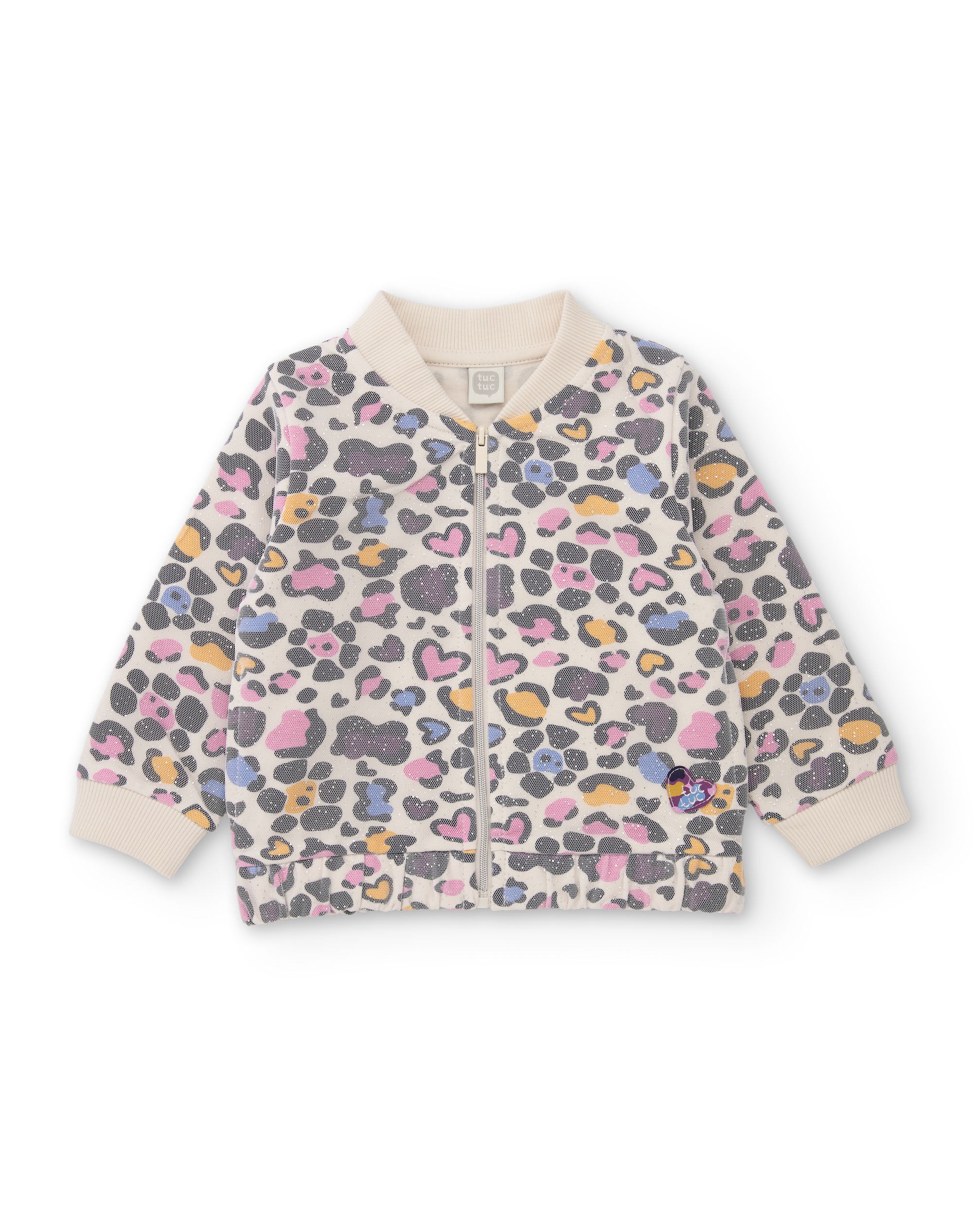 Tuc Tuc giacca bambina animalier crudo con zip