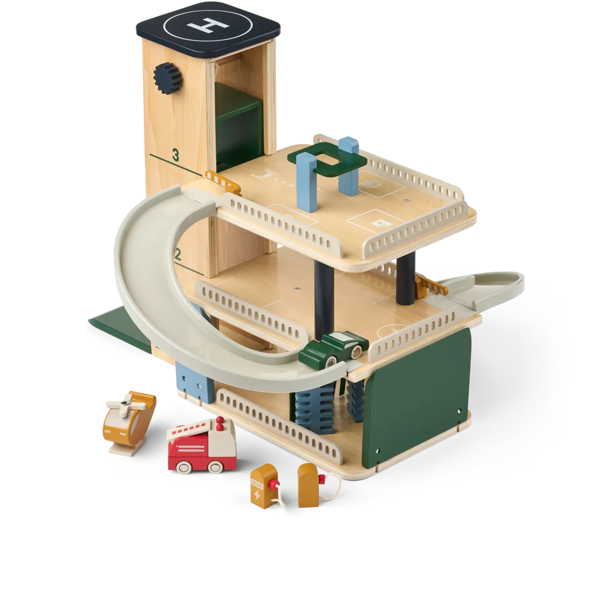 Liewood Jordy garage multipiano in legno con veicoli