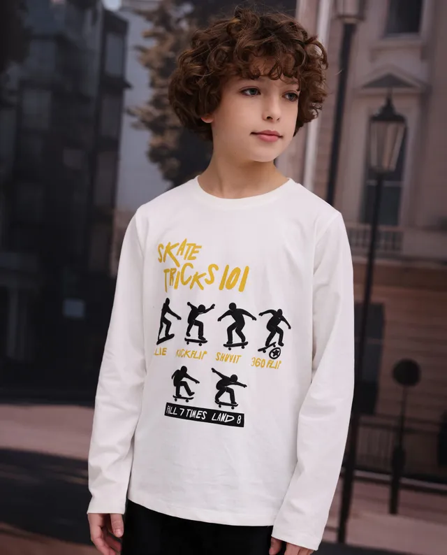 Tuc Tuc maglietta bambino skate bianca manica lunga cotone