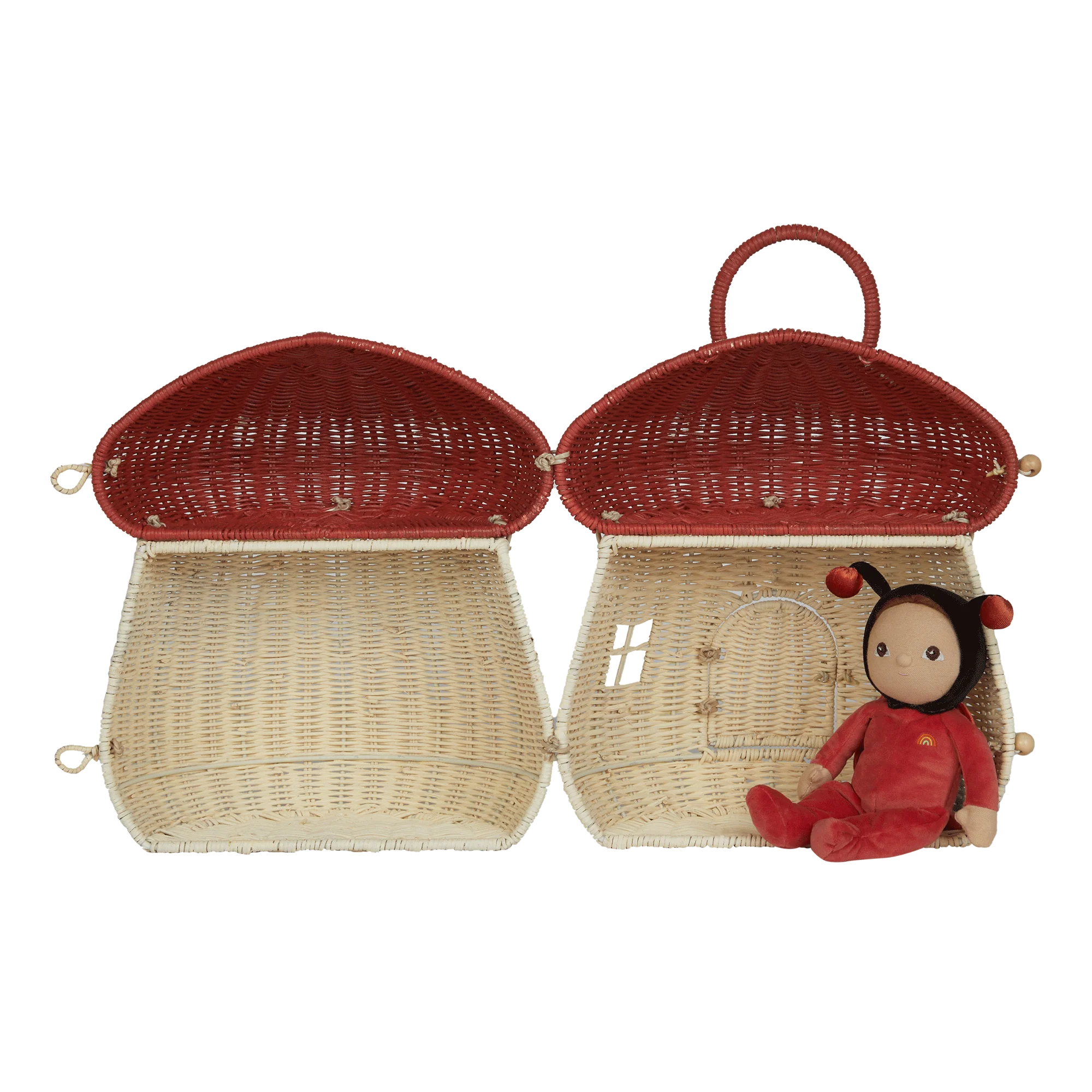 OlliElla Casa Fungo Red casa bambole rattan 30x34 cm