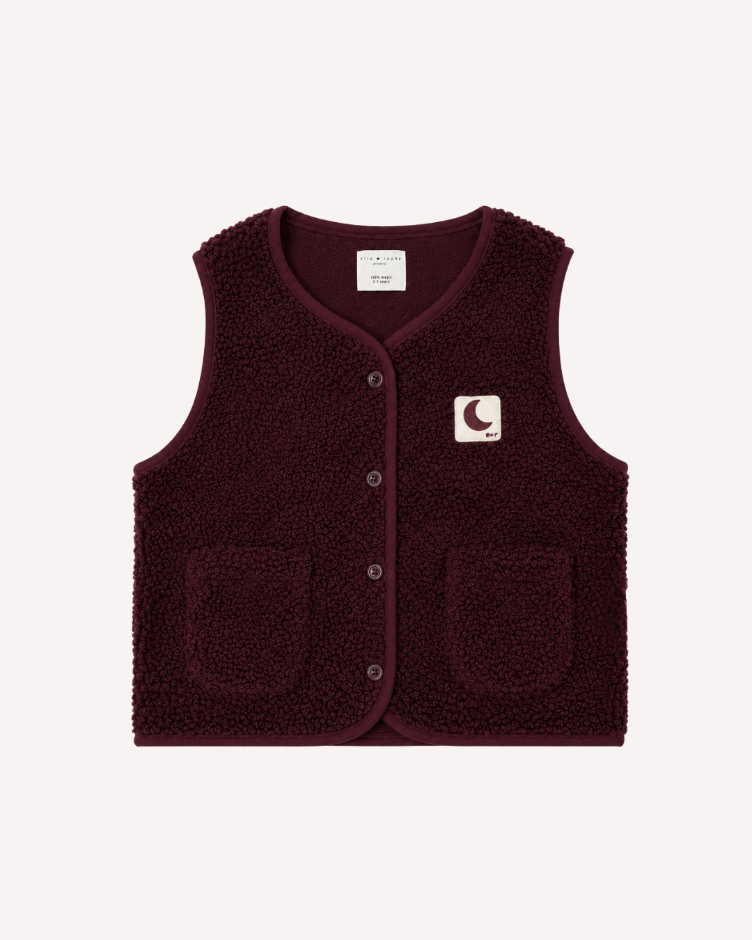 Ella and Rapha Teddy gilet bordeaux smanicato in pile
