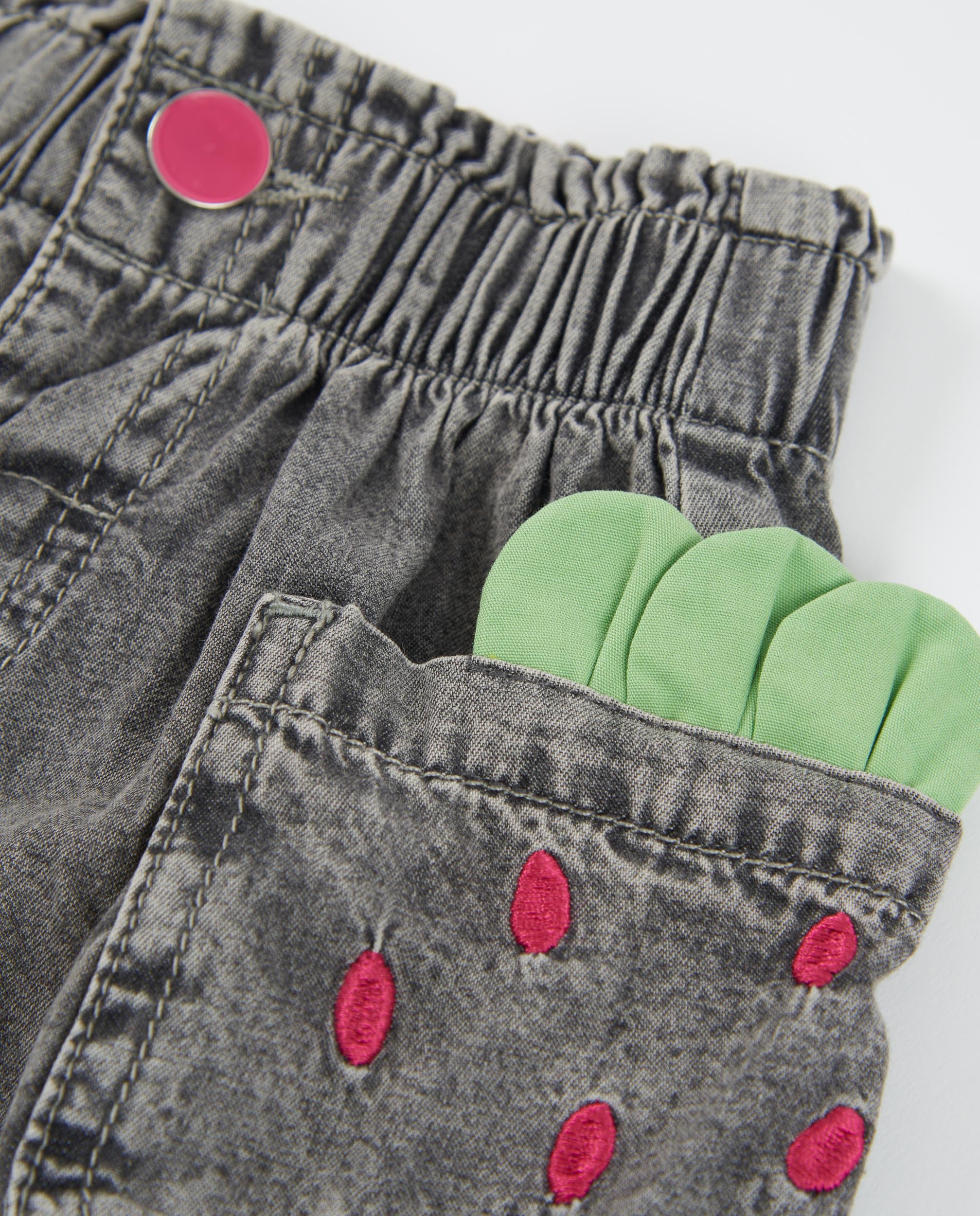 Tuc Tuc gonna denim bambina grigia con tasche ricamate