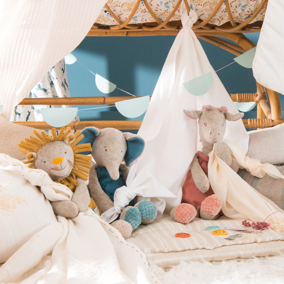 Moulin Roty Sous mon Baobab pupazzo leone 30 cm