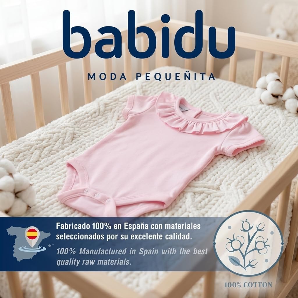 Babidu body neonato manica corta collo volant cotone bio