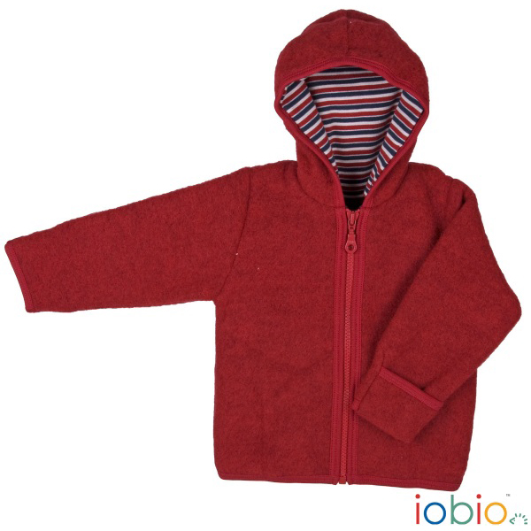 Popolini cardigan cappuccio bacca lana organica