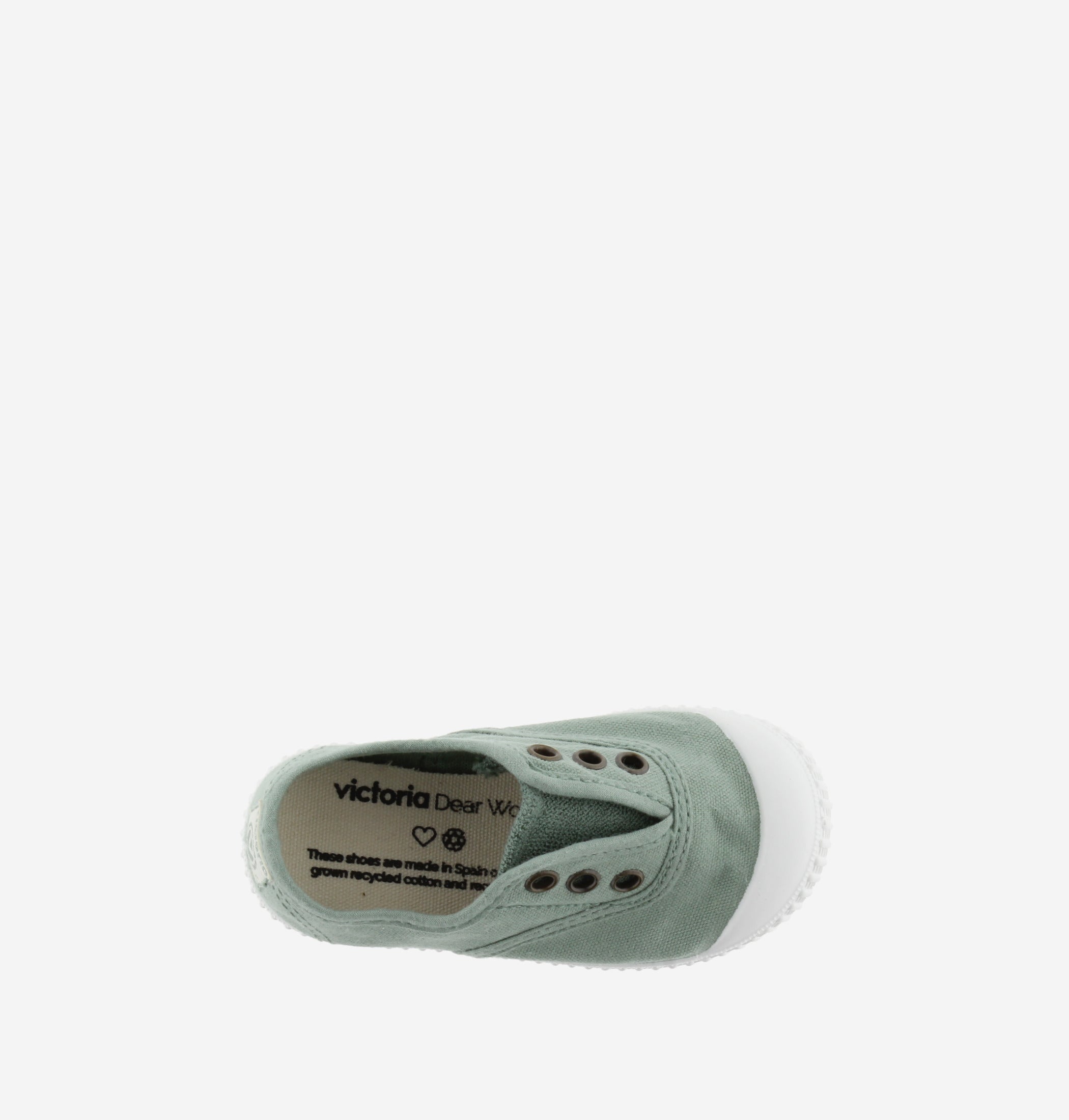 Victoria Dear World scarpe tela verde cotone bio