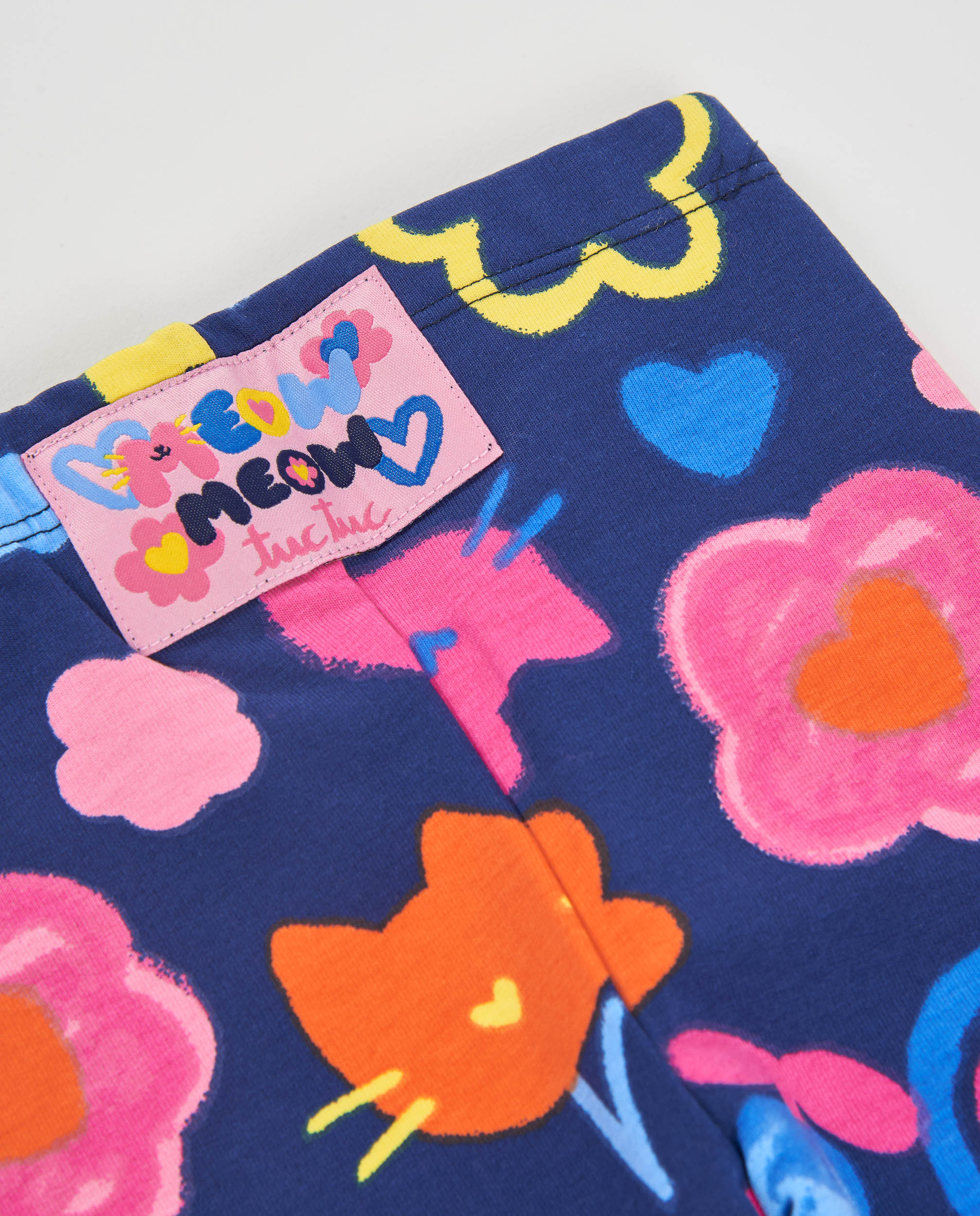 Tuc tuc Meow Meow leggings pile bambina blu marino floreale