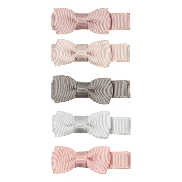 Mimi&Lula set 5 mollette capelli fiocco rosa grigio