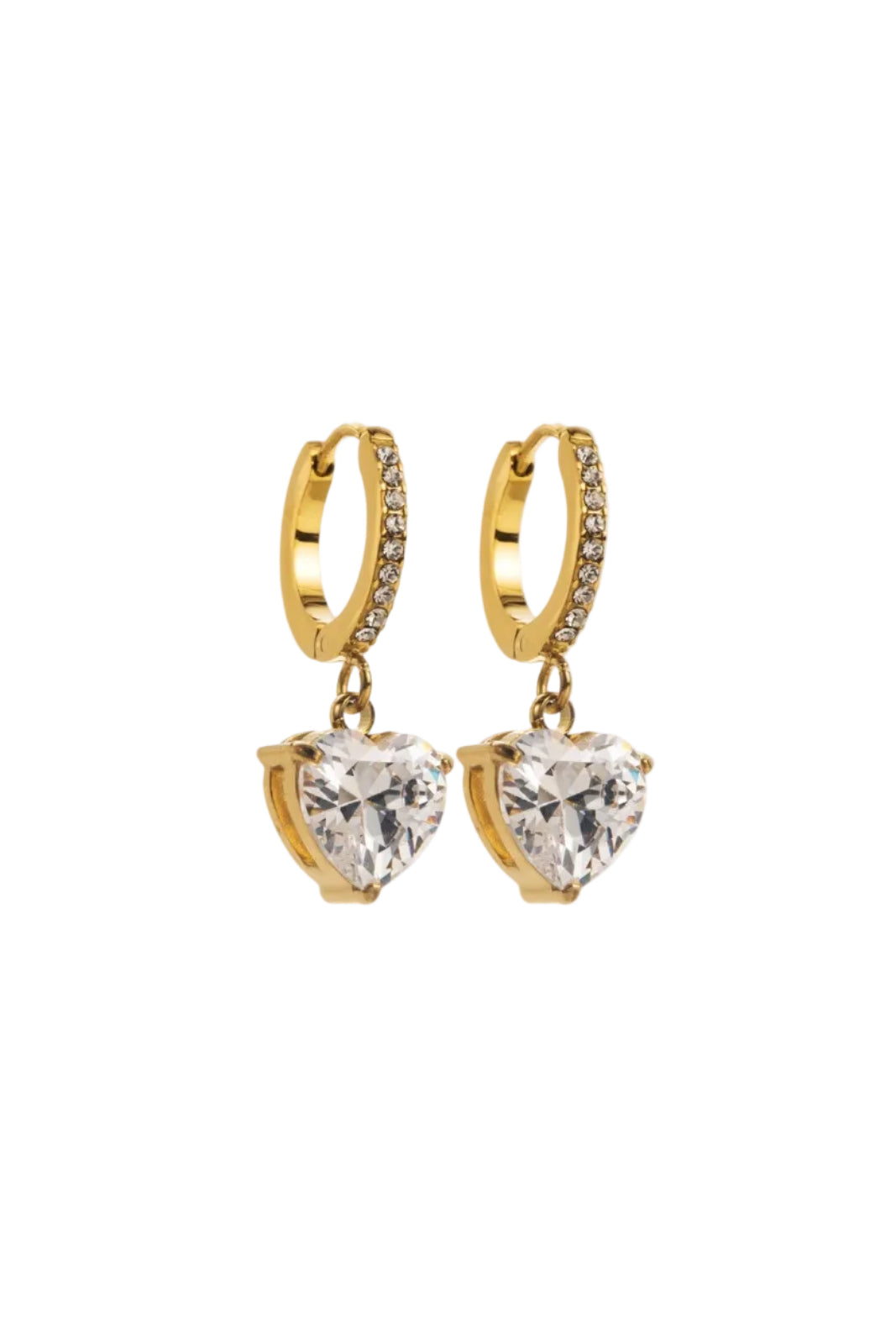 Ella and Rapha Diamond Heart orecchini oro acciaio