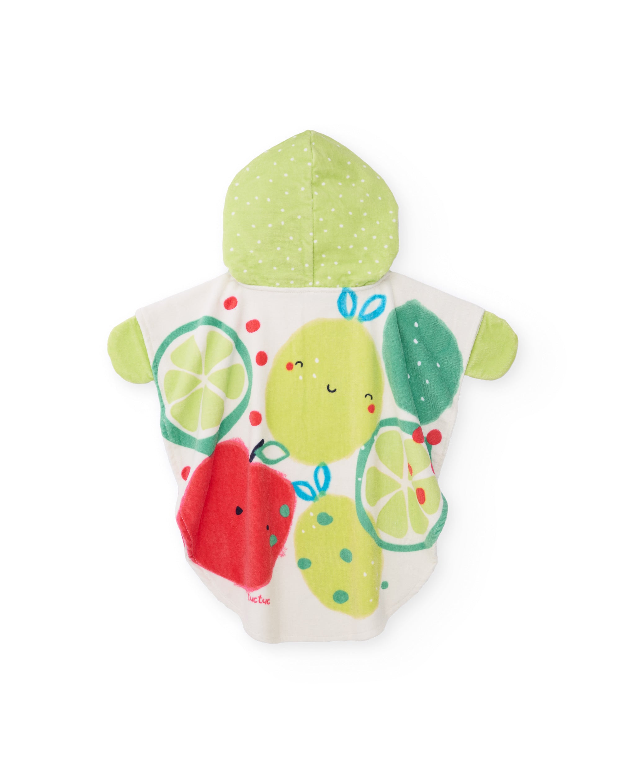 Tuc tuc Poncho spugna neonato verde con frutta