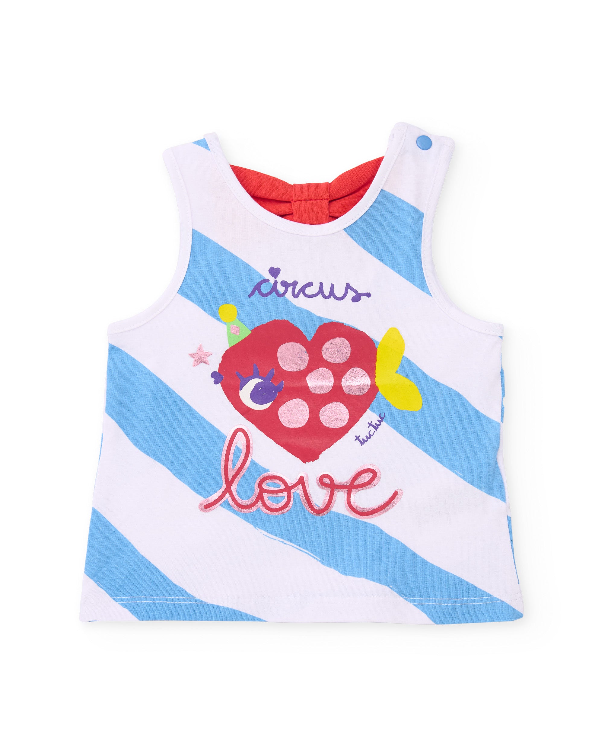 Tuc Tuc maglietta neonata bianca a righe pesce cuore