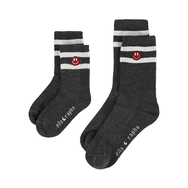 Ella and Rapha Smiley calzini bambini grigio scuro cotone