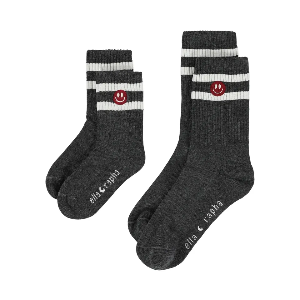 Ella and Rapha Smiley calzini bambini grigio scuro cotone