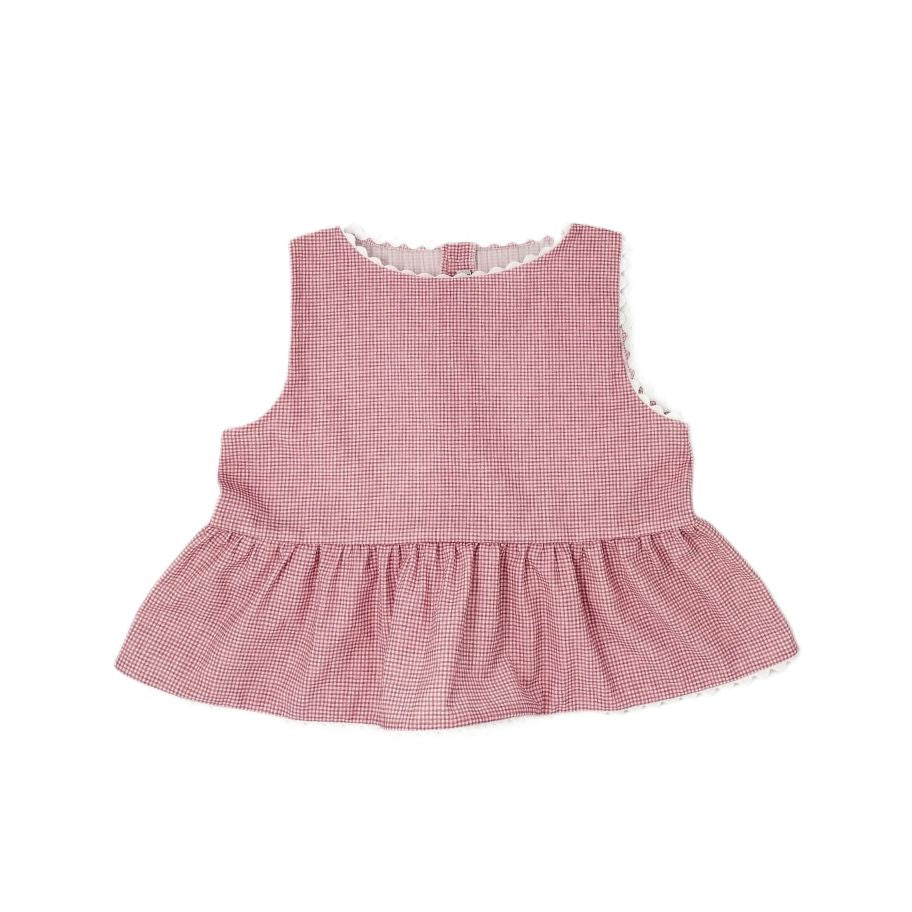 Mebi vichy rosso completo bambina cotone camicia pantaloni