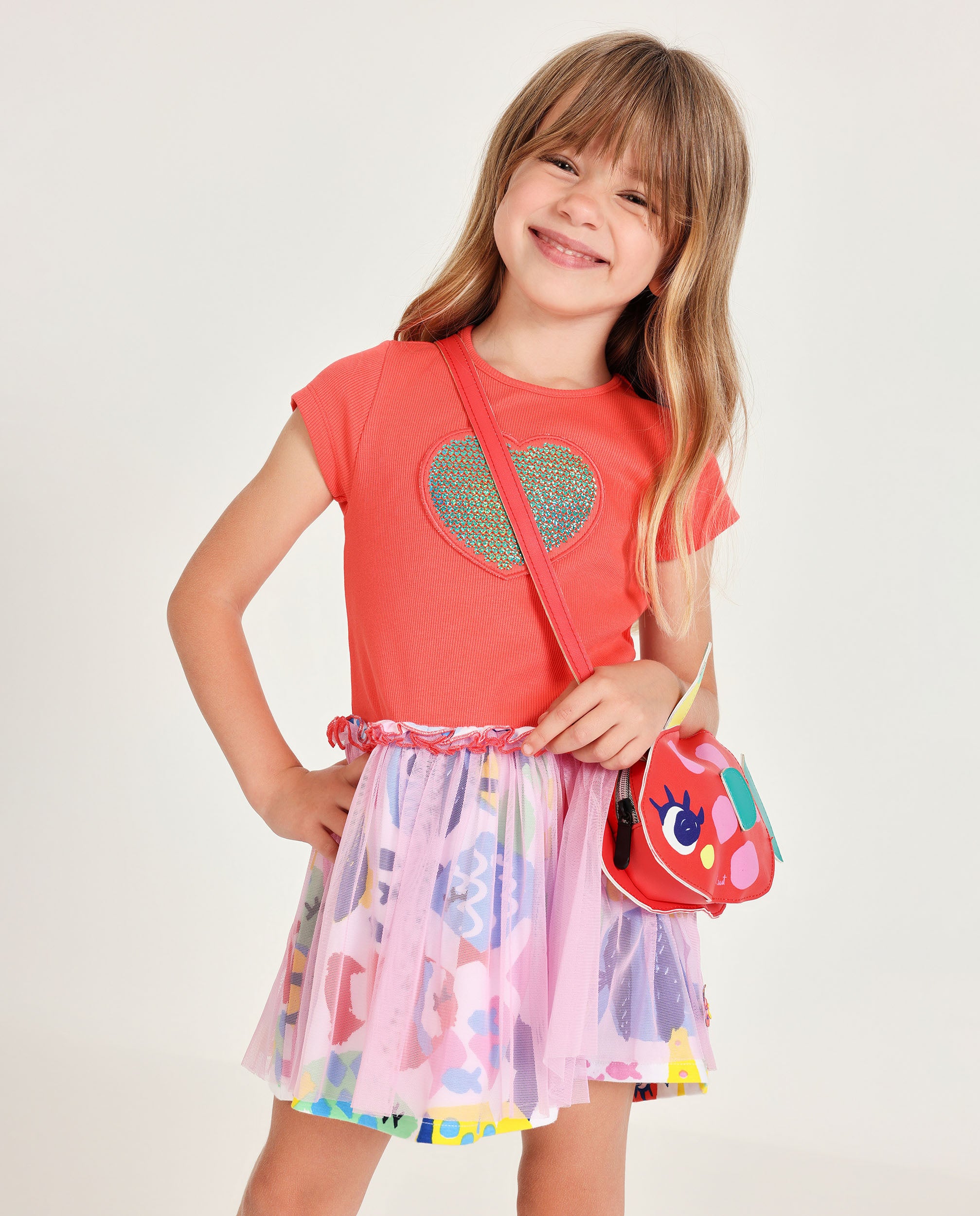 Tuc Tuc vestito bambina rosso cuore paillettes tulle