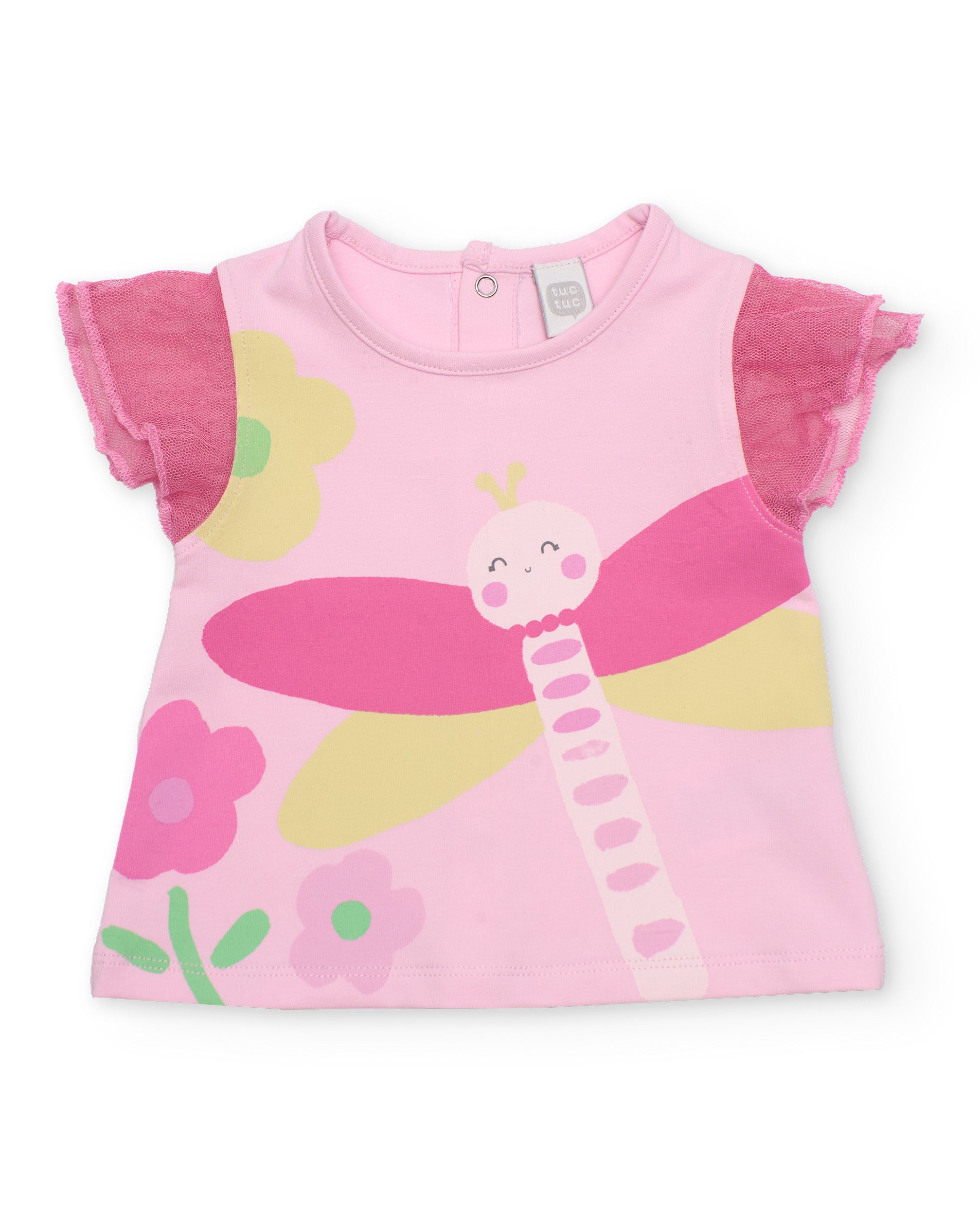 Tuc Tuc completo neonata rosa fiori maniche tulle