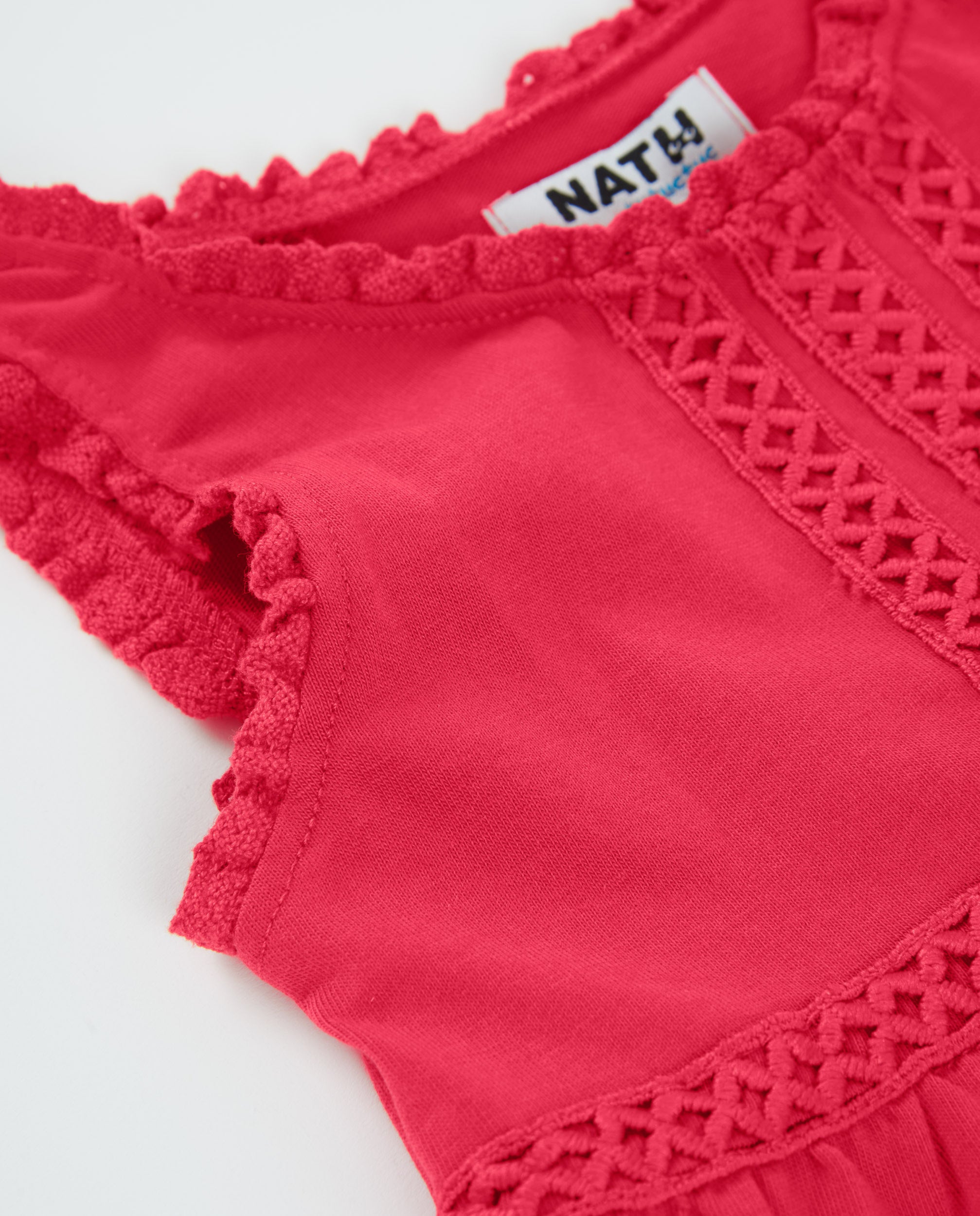 Tuc Tuc vestito bambina pizzo smanicato corallo