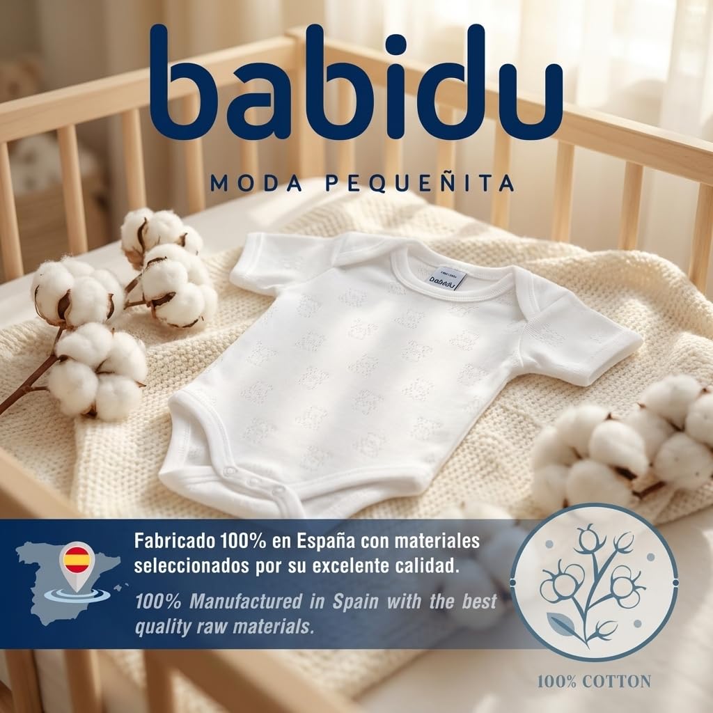 Babidu 1114 body affusolato cotone bianco 6-9 mesi
