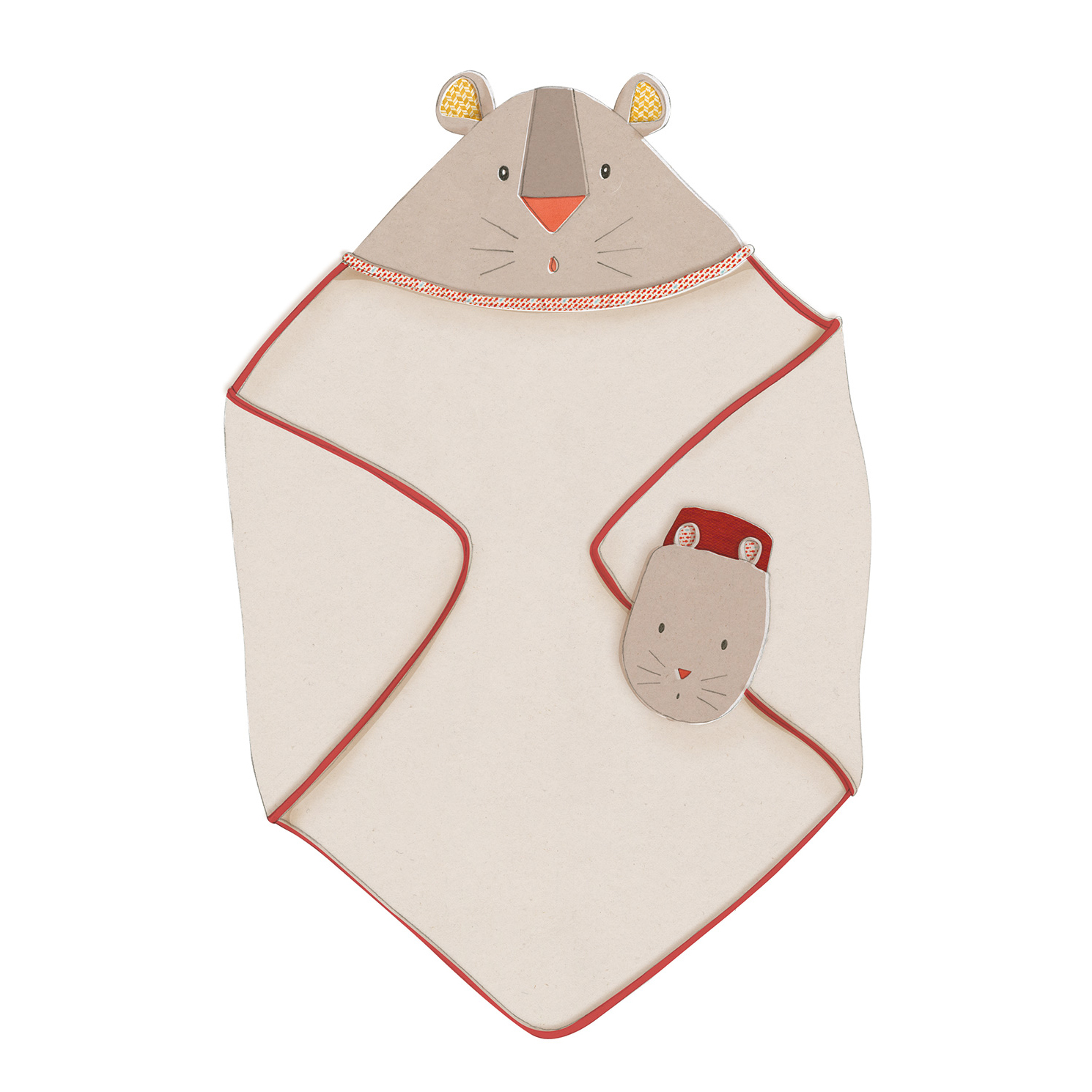 Moulin Roty Les Papoum accappatoio spugna grigio topolino