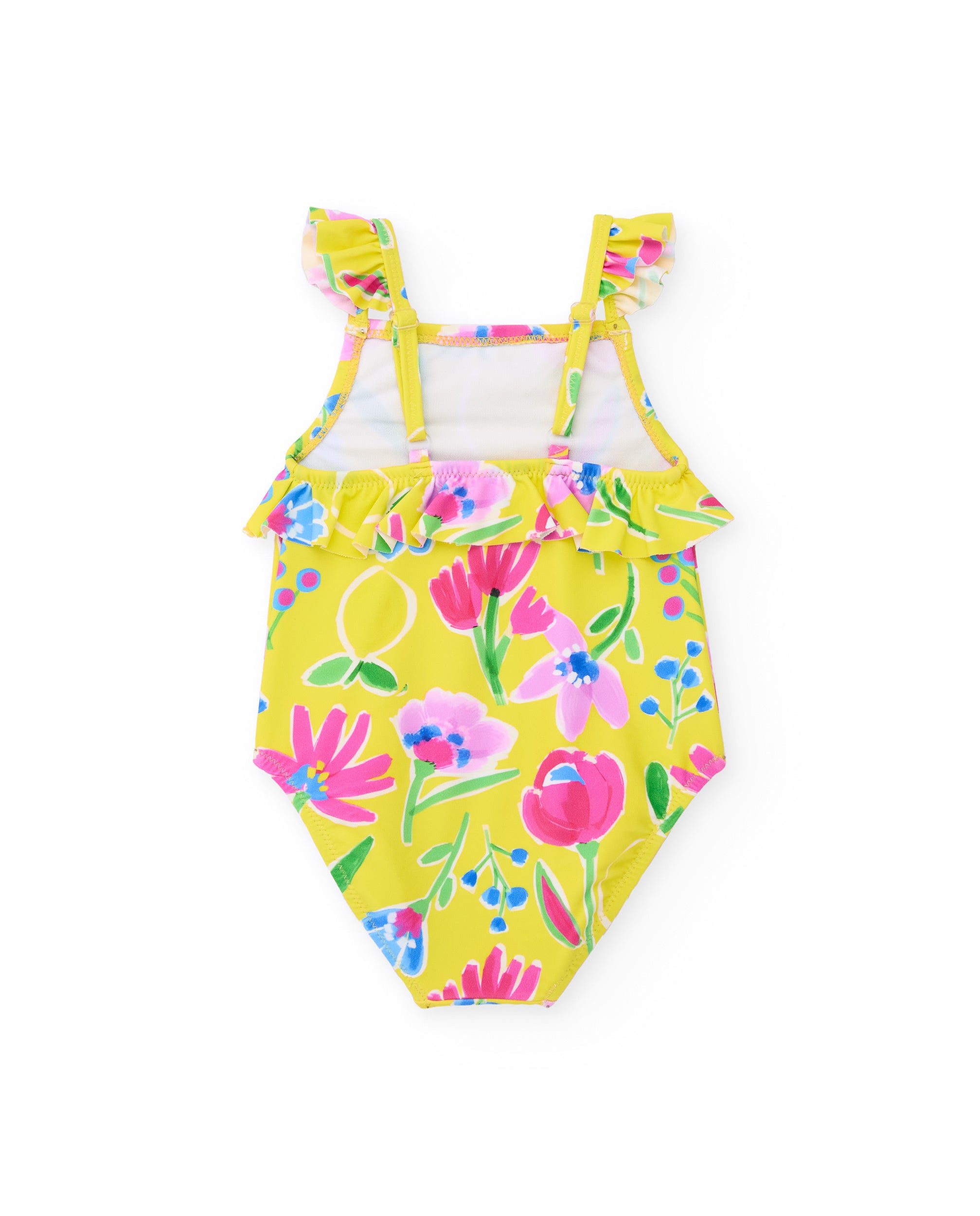Tuc Tuc costume bambina giallo intero fiori con rouches