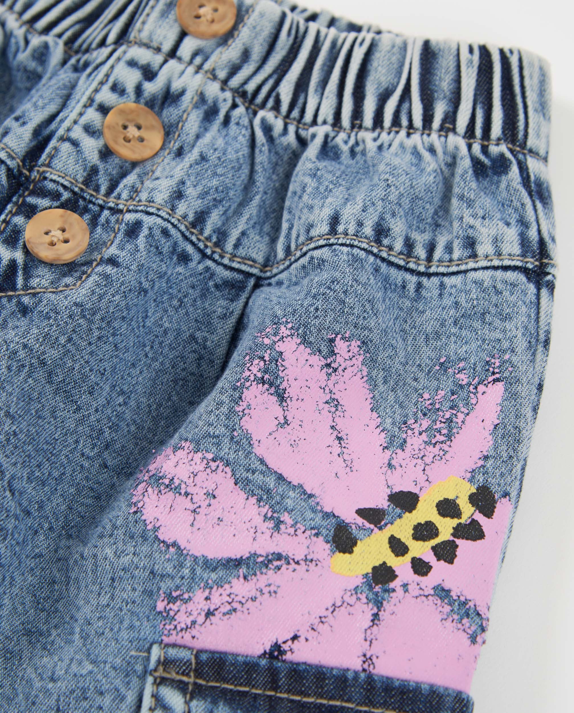 Tuc Tuc pantalone jeans bambina cargo stampa fiori