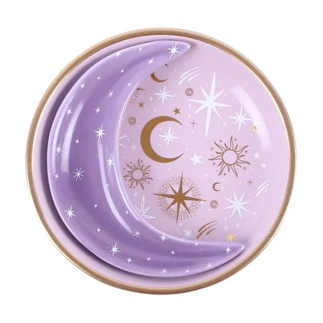 Moon piattini portagioie lilla set 2 pezzi ceramica
