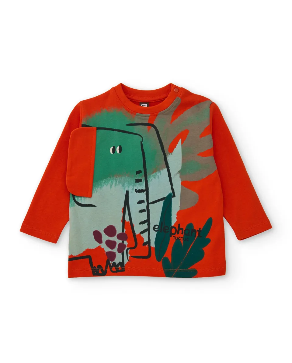 Tuc Tuc Geo-Logic maglia bimbo arancione elefante cotone