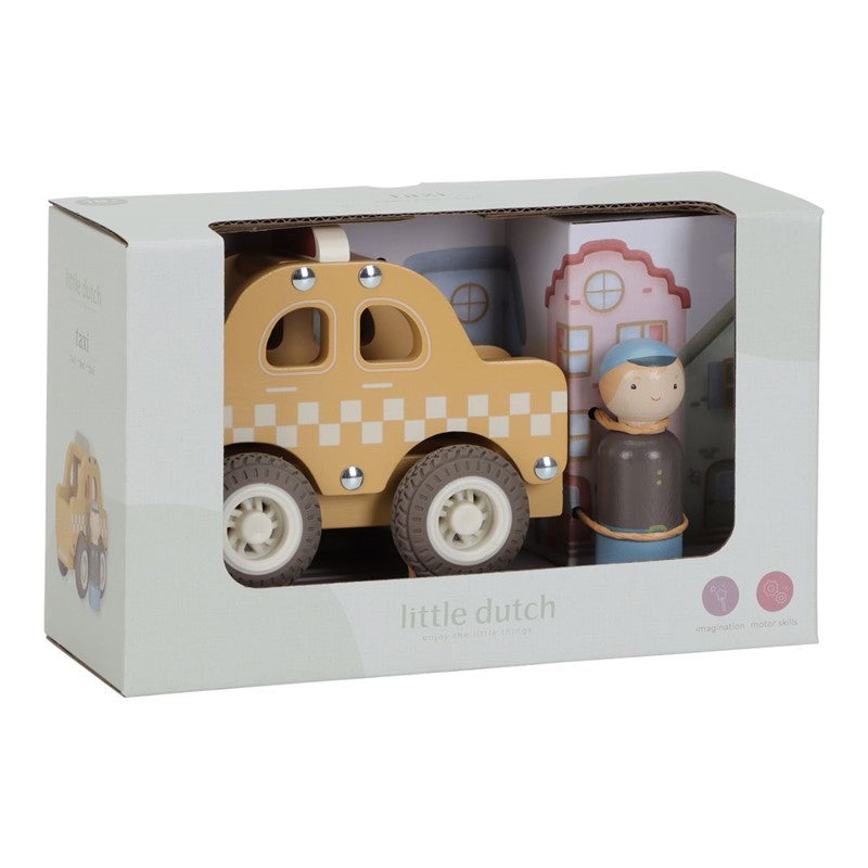 Little Dutch taxi in legno con autista e ruote gomma