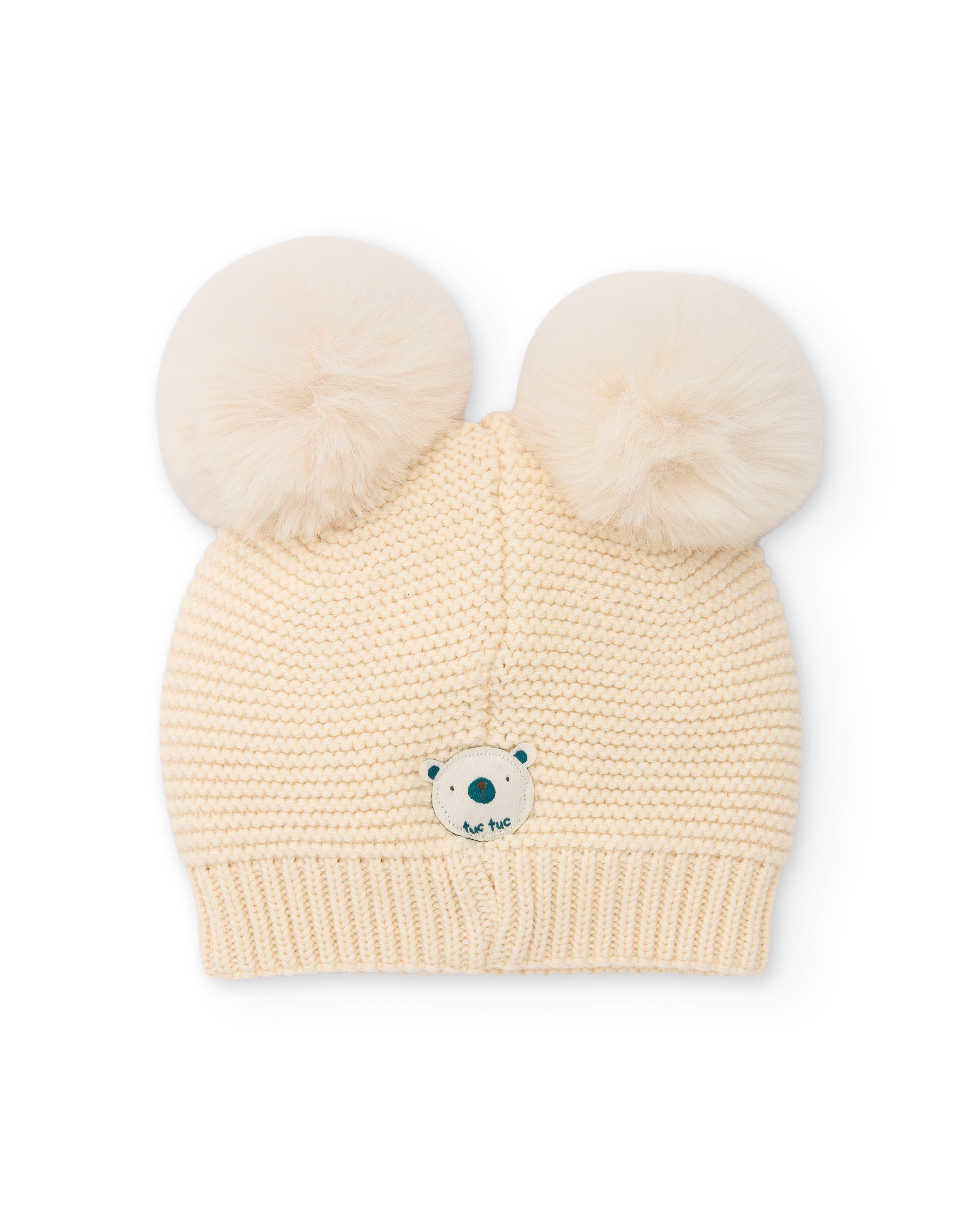 Tuc tuc cappello neonato beige pon pon maglia